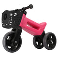 Bicicleta fara pedale Funny Wheels Rider Sport Pink/Black, cu cosulet pentru ghidon, 2 in 1, 18+ luni, pneuri de cauciuc, 4 nivele de reglaj pe inaltime