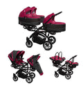 Carucior pentru tripleti BabyActive Trippy Premium (TR-10) 3 in 1 Amarant