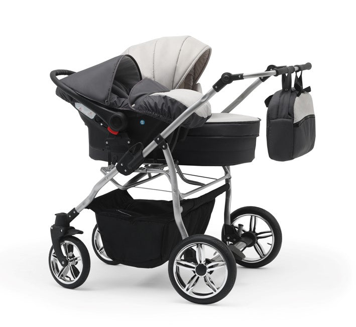 Carucior pentru gemeni Nativo Gemini 3 in 1 Grafit-Gri/Gold latime 87 cm reversibil carucior-gemeni