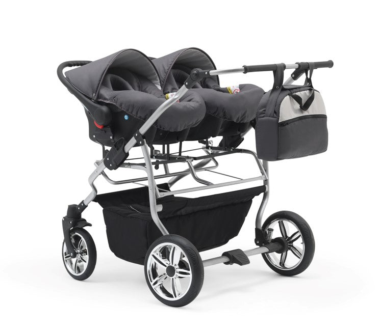Carucior pentru gemeni Nativo Gemini 3 in 1 Gri Deschis-Negru/Gold latime 87 cm reversibil carucior-gemeni