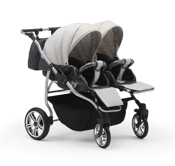 Carucior pentru gemeni Nativo Gemini 3 in 1 Gri Deschis/Gold latime 87 cm reversibil carucior-gemeni