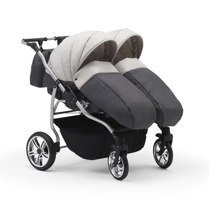 Carucior pentru gemeni Nativo Gemini 3 in 1 Gri Deschis-Negru/Gold latime 87 cm reversibil carucior-gemeni